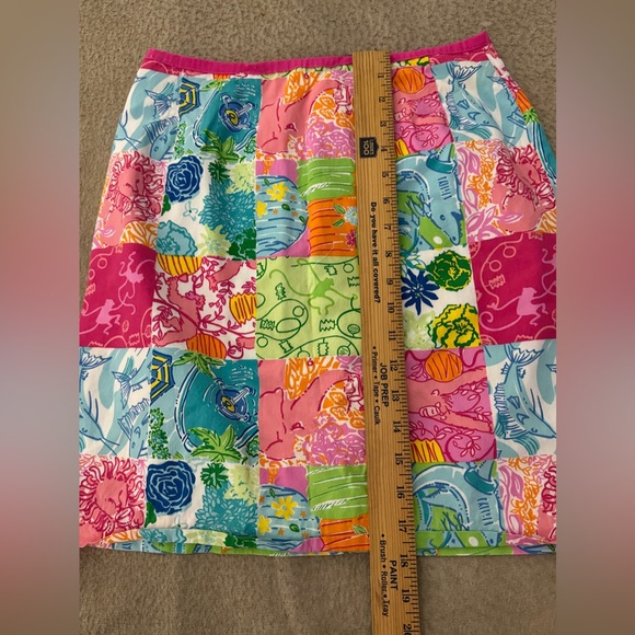 Lilly Pulitzer VTG Skirt Women Size 2 Pink Green Floral Party Patch Print Lined - Picture 6 of 7